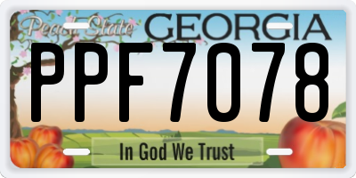 GA license plate PPF7078