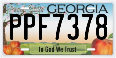 GA license plate PPF7378
