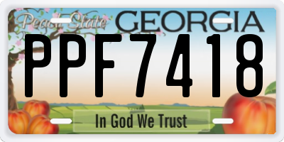 GA license plate PPF7418