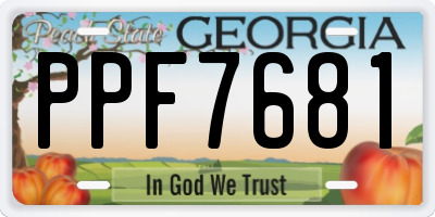 GA license plate PPF7681