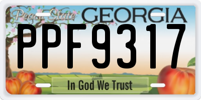 GA license plate PPF9317
