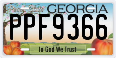 GA license plate PPF9366