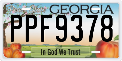 GA license plate PPF9378