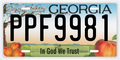 GA license plate PPF9981