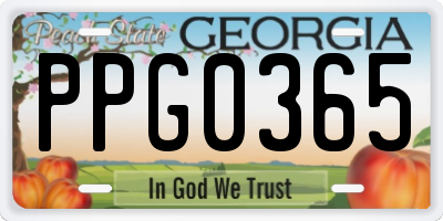 GA license plate PPG0365