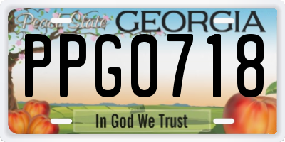 GA license plate PPG0718