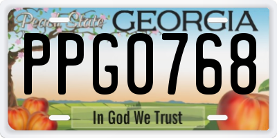 GA license plate PPG0768