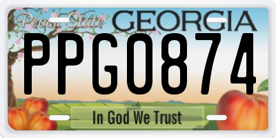 GA license plate PPG0874