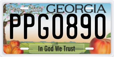 GA license plate PPG0890