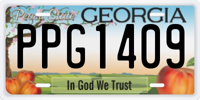 GA license plate PPG1409