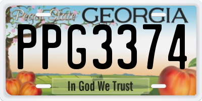 GA license plate PPG3374