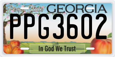 GA license plate PPG3602