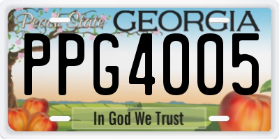 GA license plate PPG4005