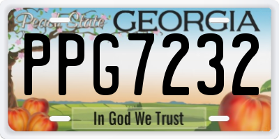 GA license plate PPG7232