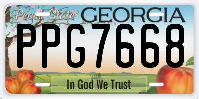 GA license plate PPG7668