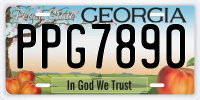GA license plate PPG7890