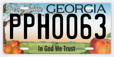 GA license plate PPH0063