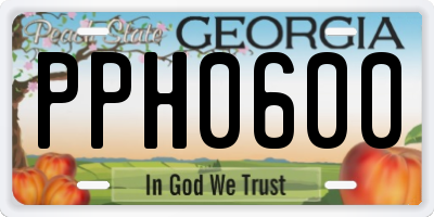 GA license plate PPH0600