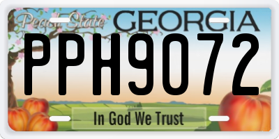 GA license plate PPH9072