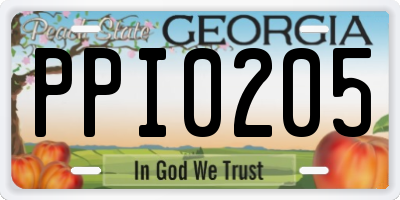 GA license plate PPI0205