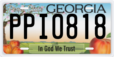 GA license plate PPI0818