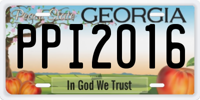 GA license plate PPI2016