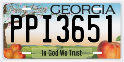 GA license plate PPI3651