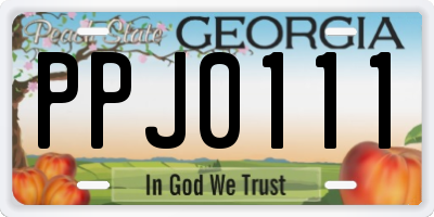 GA license plate PPJ0111