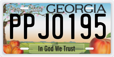 GA license plate PPJ0195