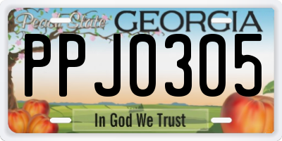 GA license plate PPJ0305