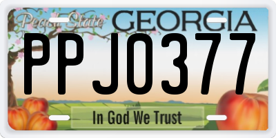 GA license plate PPJ0377