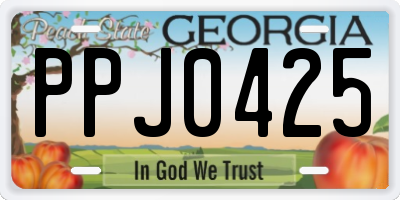 GA license plate PPJ0425