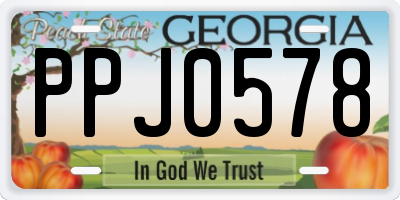 GA license plate PPJ0578