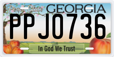 GA license plate PPJ0736