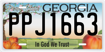 GA license plate PPJ1663
