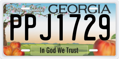 GA license plate PPJ1729