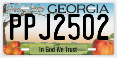 GA license plate PPJ2502
