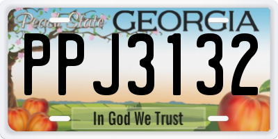 GA license plate PPJ3132
