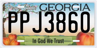 GA license plate PPJ3860