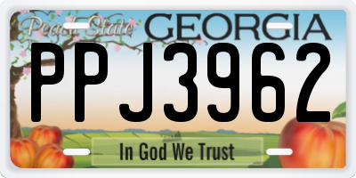 GA license plate PPJ3962