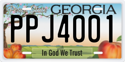 GA license plate PPJ4001
