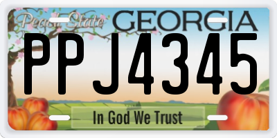 GA license plate PPJ4345