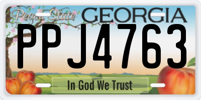 GA license plate PPJ4763