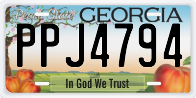 GA license plate PPJ4794