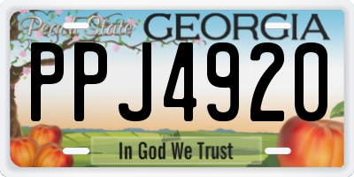 GA license plate PPJ4920
