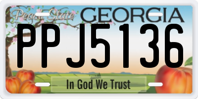 GA license plate PPJ5136