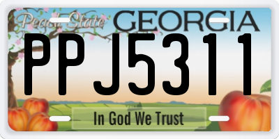 GA license plate PPJ5311