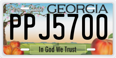 GA license plate PPJ5700