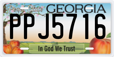 GA license plate PPJ5716
