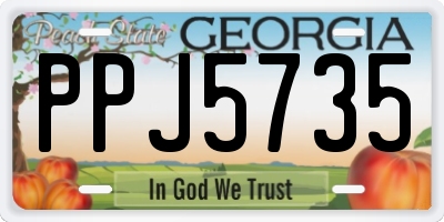 GA license plate PPJ5735